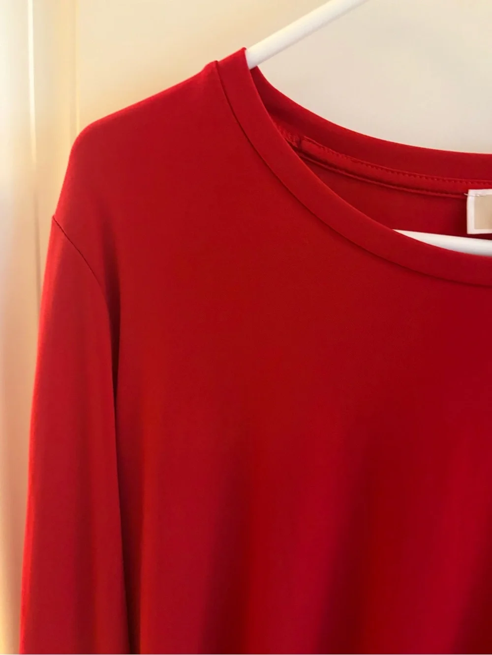 Michael Kors Red Long-Sleeve Top with Gold Stud Sleeve Detail